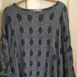 Gray Dot Linen Cutloose Tunic Top size M